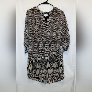 Umgee Black and Cream Patterned Mini Dress